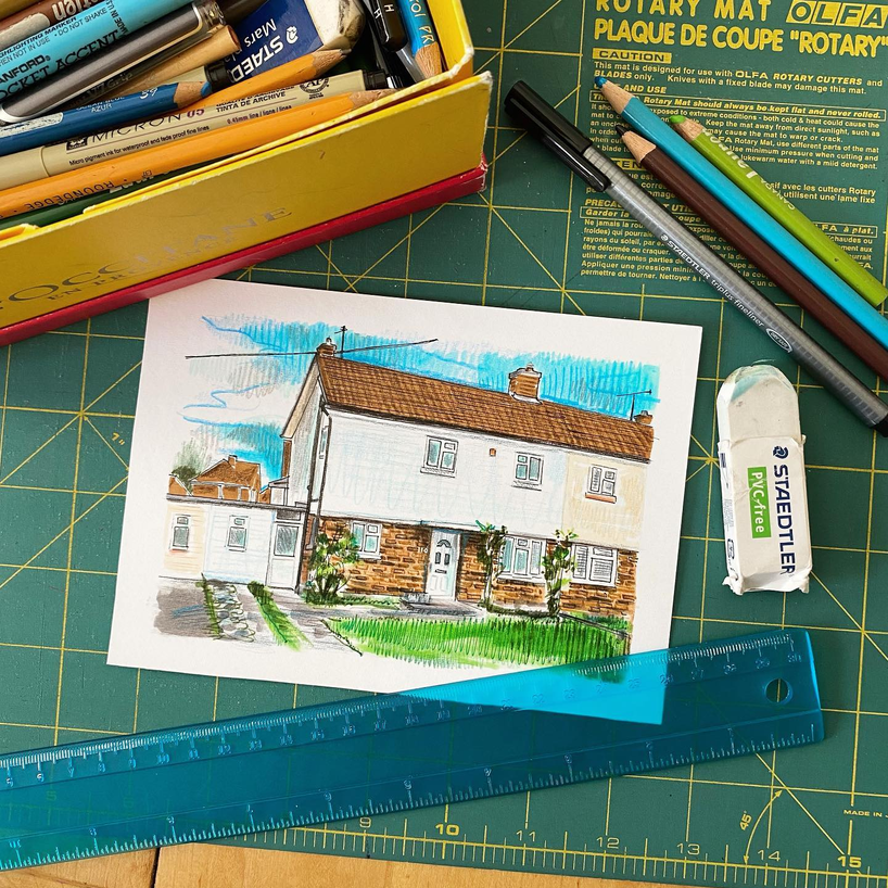 Drawing with pens and craft supplies